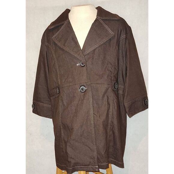 Robert Lewis Ladies 3X lightweight jacket.  Brown w large buttons. - Picture 1 of 7